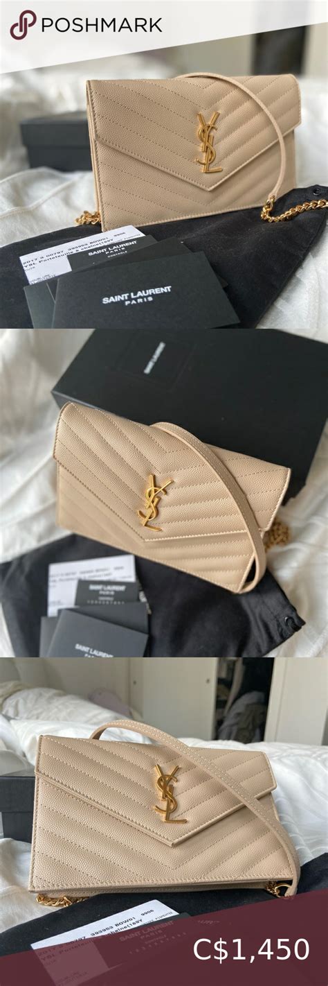 beige ysl wallet